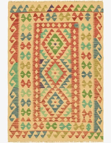 3' 4 x 5' Hand Woven Kilim Maymana Wool Rug
