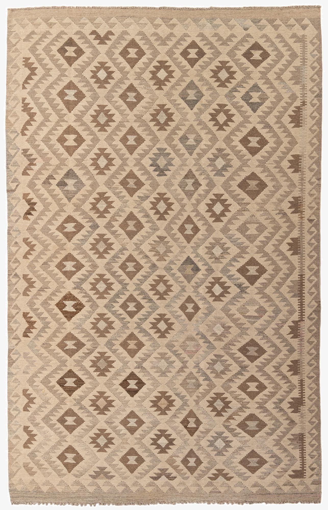 6' 5 x 9' 10  Hand Woven Kilim Maymana Wool Rug