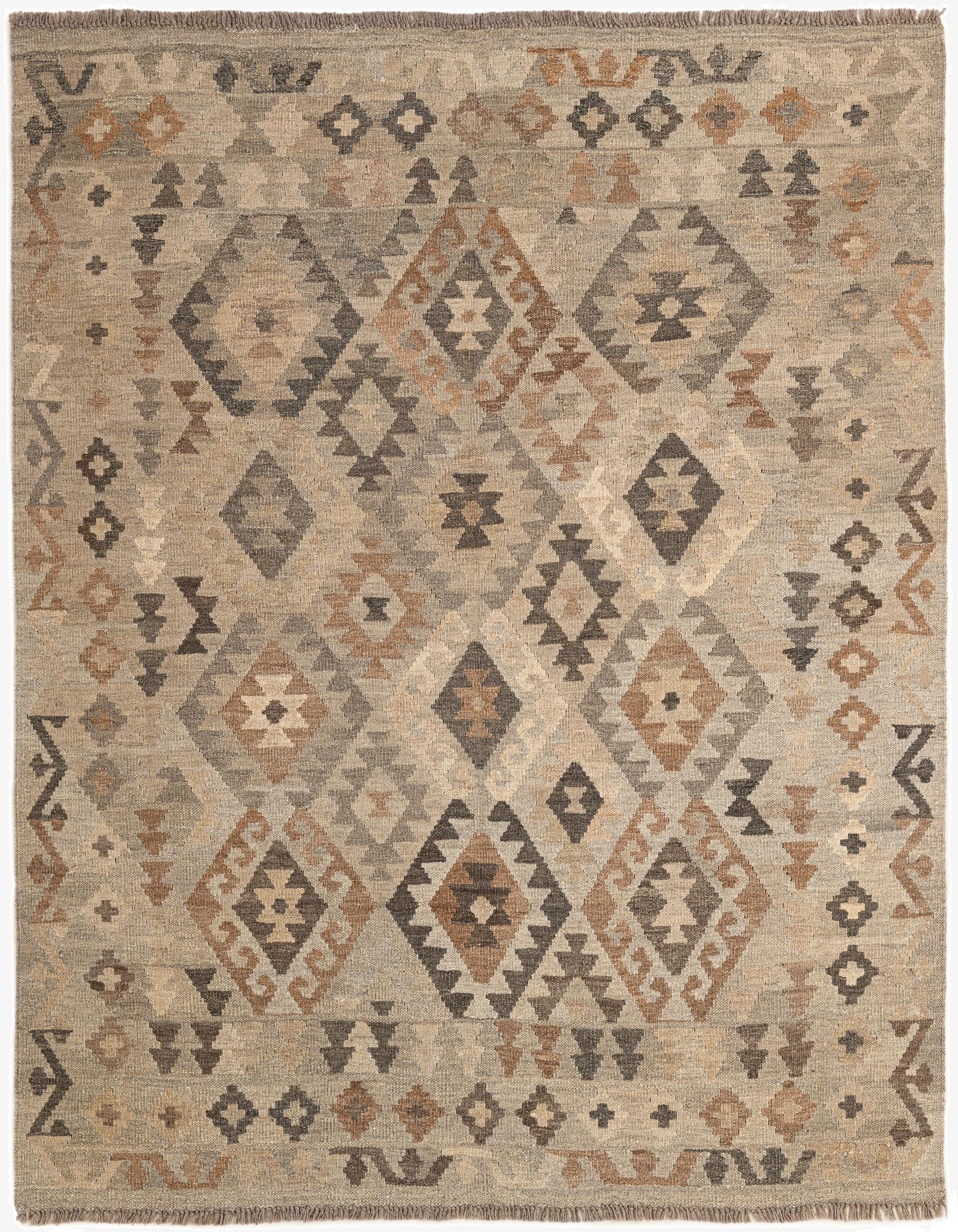5' 1 x 6' 5  Hand Woven Kilim Maymana Wool Rug