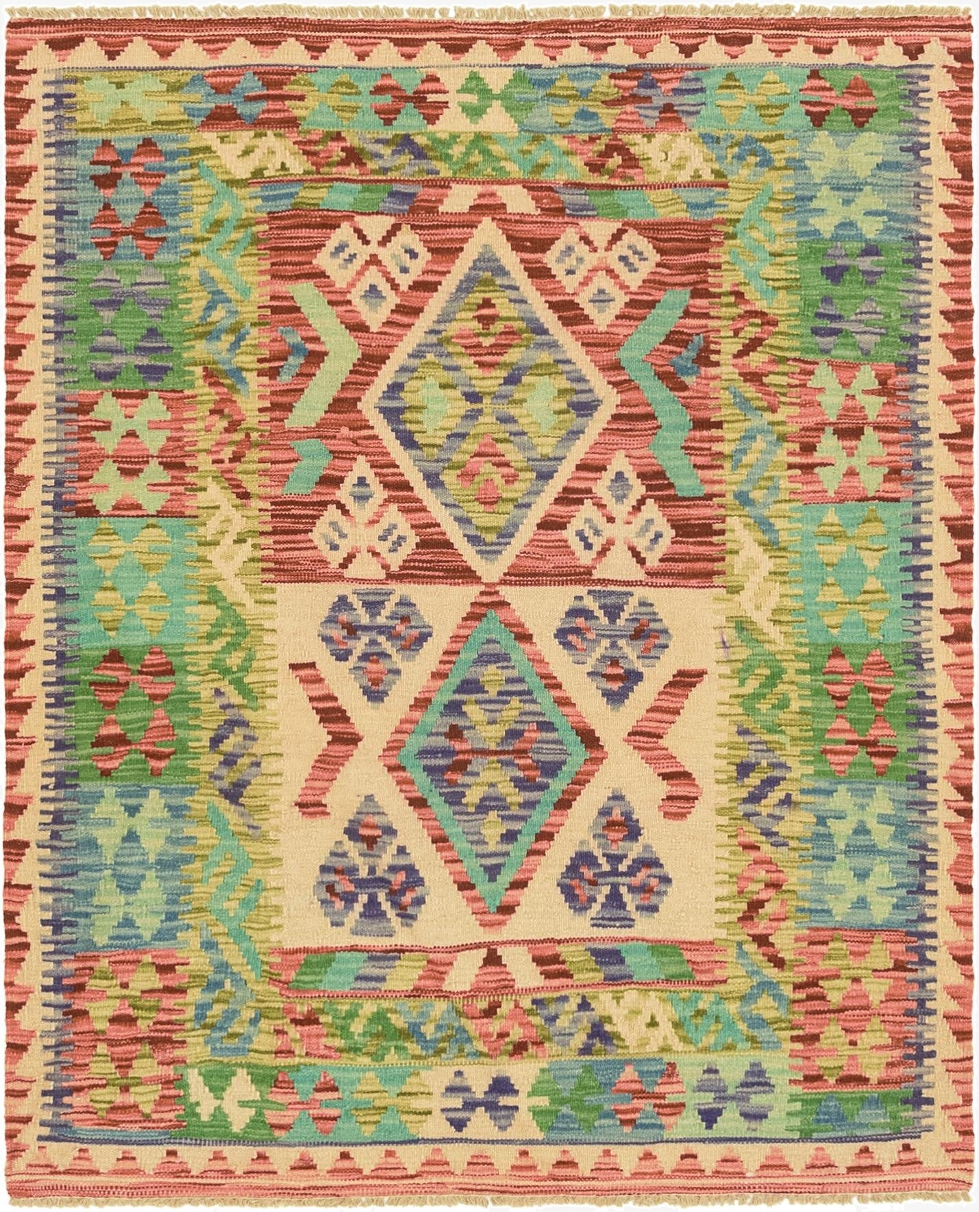 3' 4 x 4' 1  Hand Woven Kilim Maymana Wool Rug