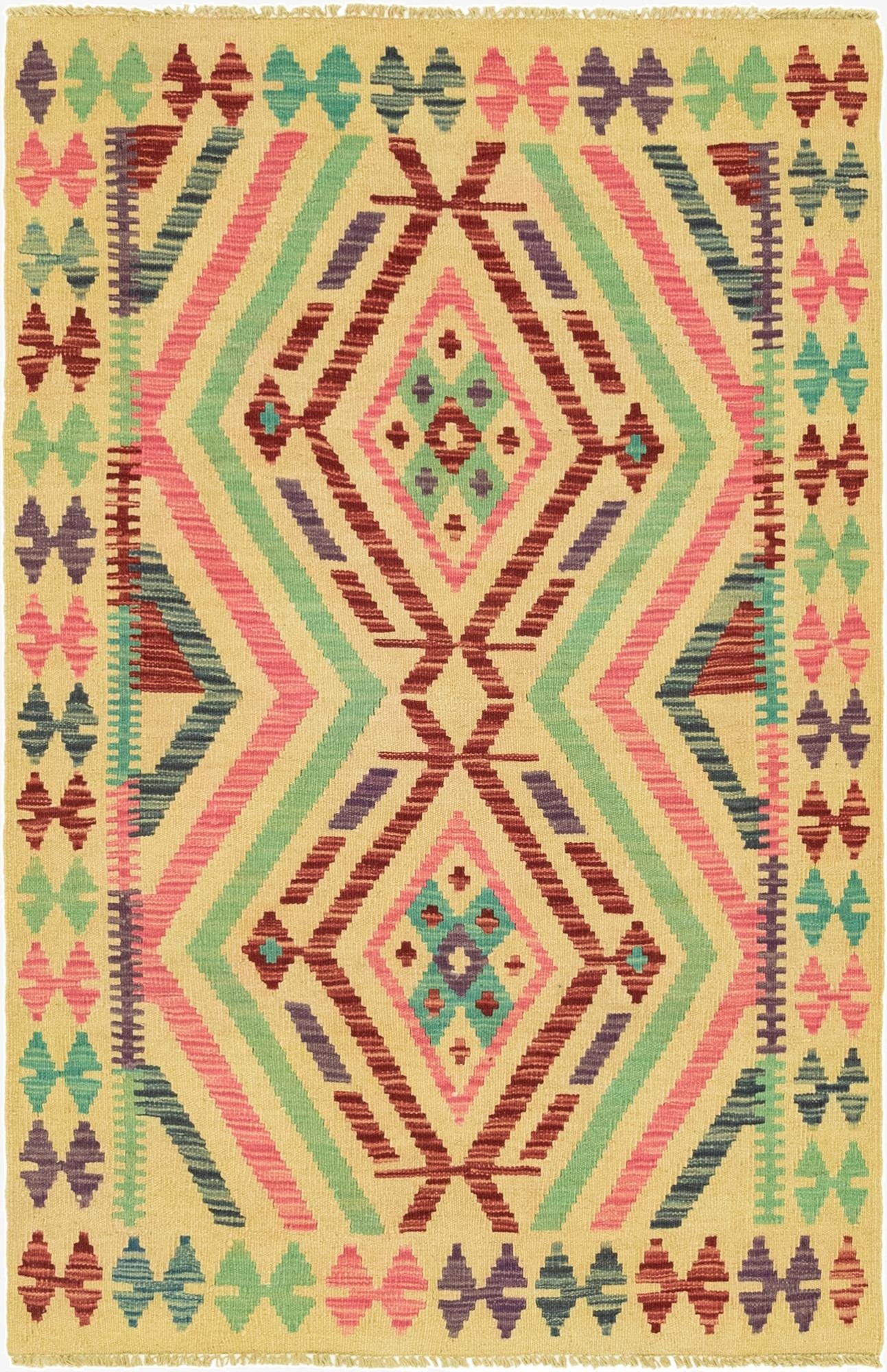 3' 5 x 5'  Hand Woven Kilim Maymana Wool Rug