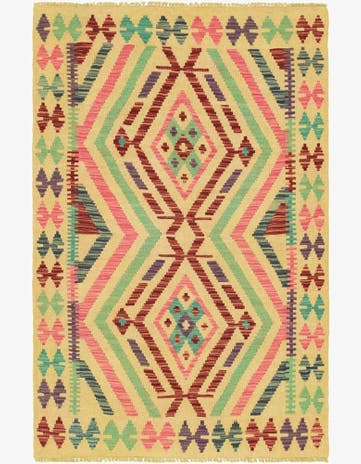 3' 5 x 5' Hand Woven Kilim Maymana Wool Rug
