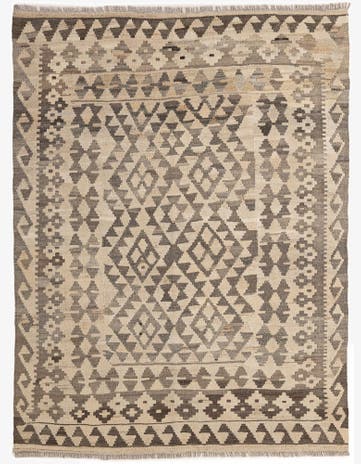 5' 1 x 6' 8 Hand Woven Kilim Maymana Wool Rug