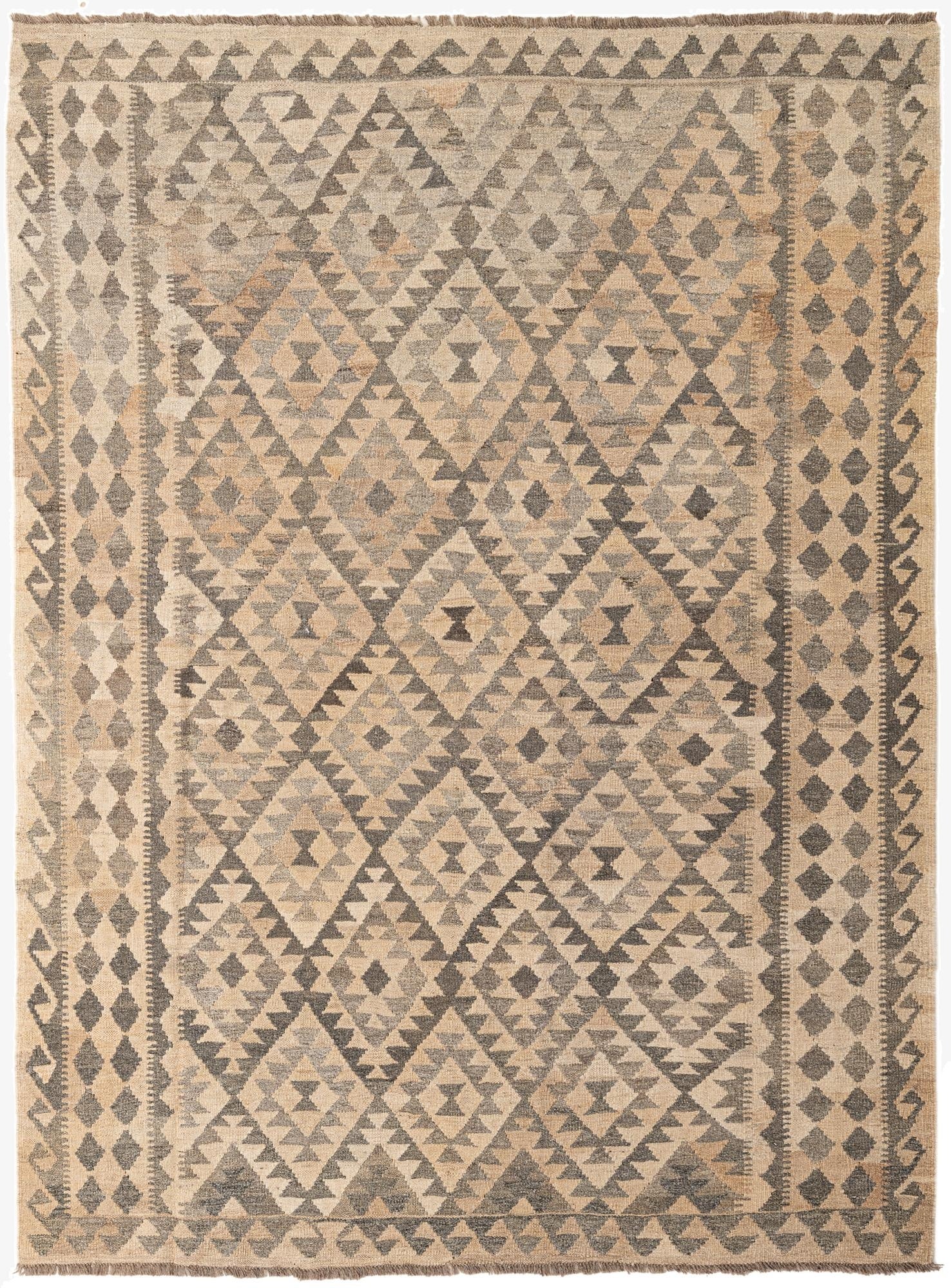 5' 10 x 7' 11  Hand Woven Kilim Maymana Wool Rug
