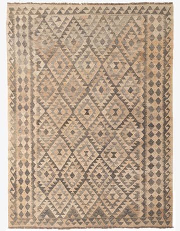 5' 10 x 7' 11 Hand Woven Kilim Maymana Wool Rug