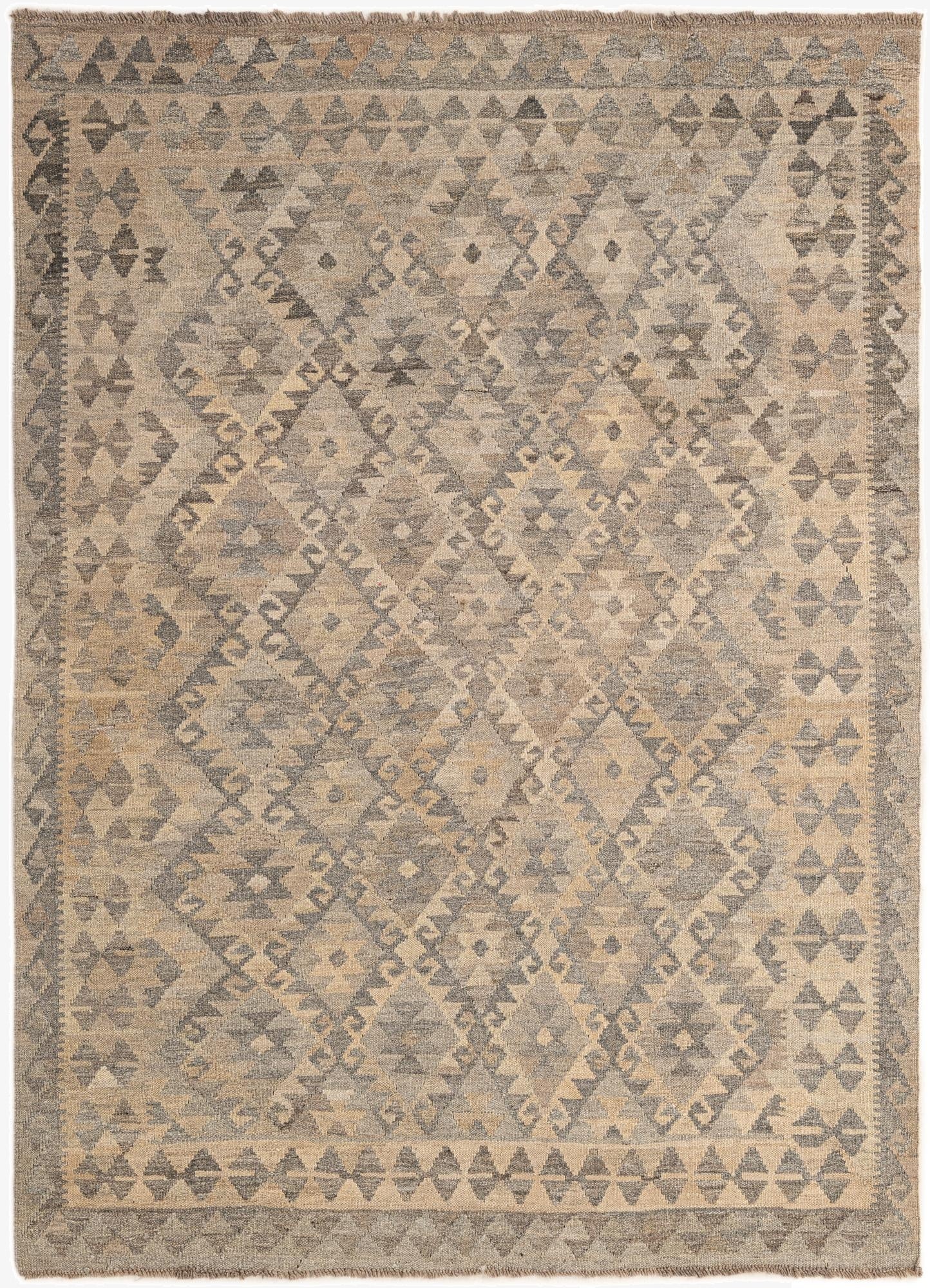4' 10 x 6' 7  Hand Woven Kilim Maymana Wool Rug