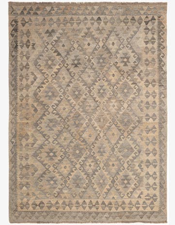 4' 10 x 6' 7 Hand Woven Kilim Maymana Wool Rug
