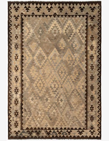 6' 6 x 9' 4 Hand Woven Kilim Maymana Wool Rug