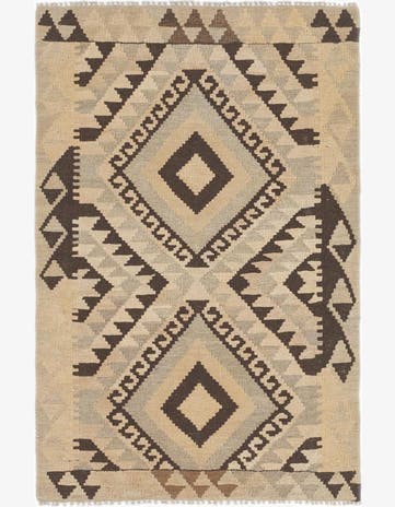 2' 7 x 4' Hand Woven Kilim Maymana Wool Rug