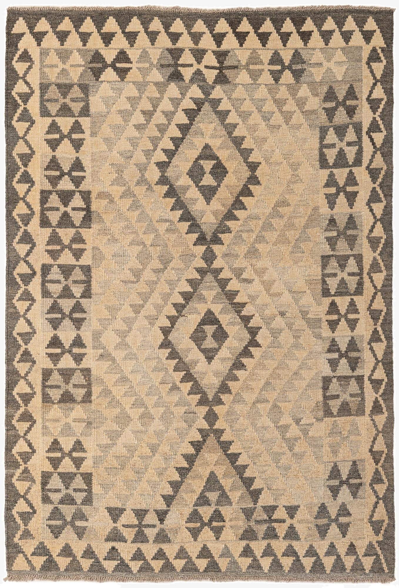 4' x 5' 9  Hand Woven Kilim Maymana Wool Rug