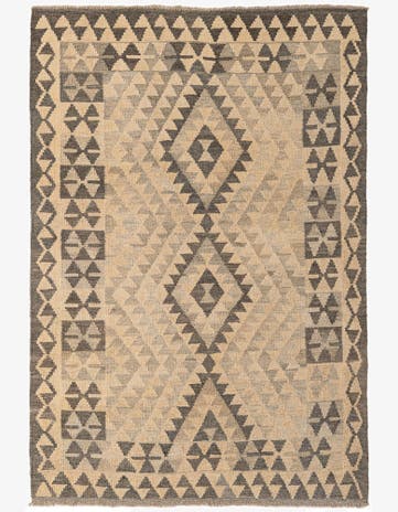 4' x 5' 9 Hand Woven Kilim Maymana Wool Rug