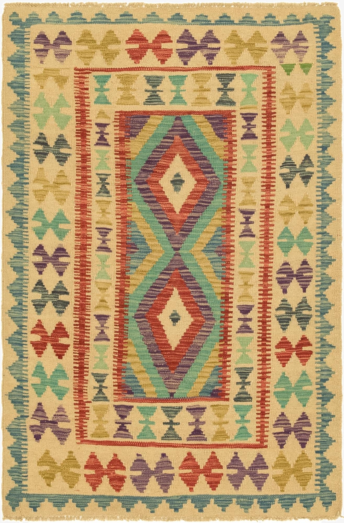3' 5 x 5' 3  Hand Woven Kilim Maymana Wool Rug