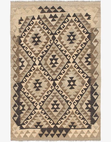 3' 2 x 5' Hand Woven Kilim Maymana Wool Rug
