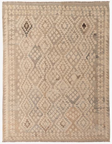 6' 4 x 8' 1 Hand Woven Kilim Maymana Wool Rug