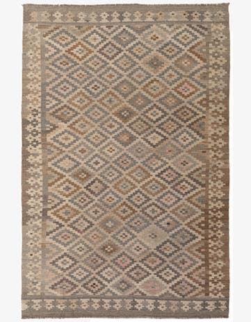 6' 3 x 9' 8 Hand Woven Kilim Maymana Wool Rug