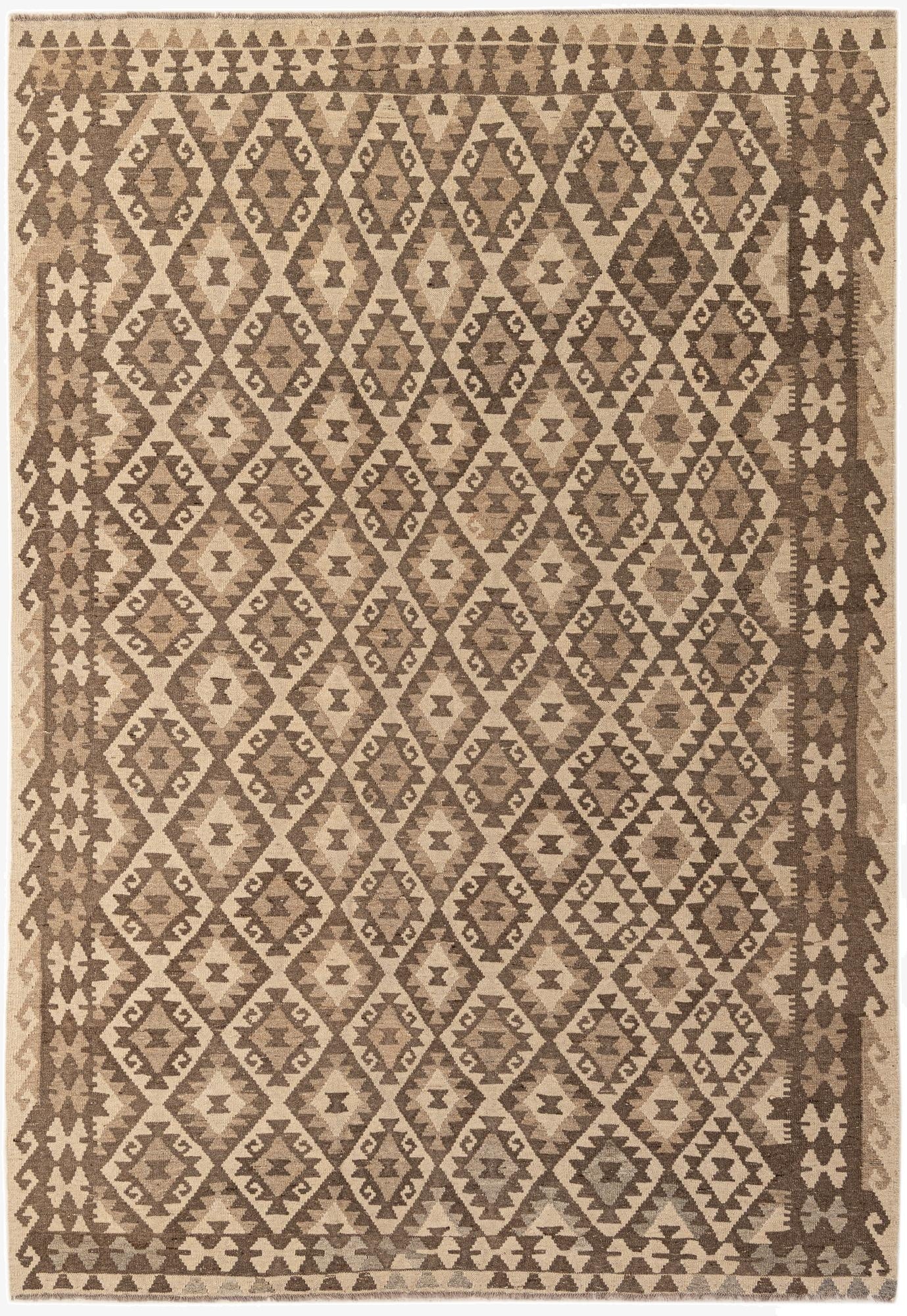 6' 11 x 9' 9  Hand Woven Kilim Maymana Wool Rug
