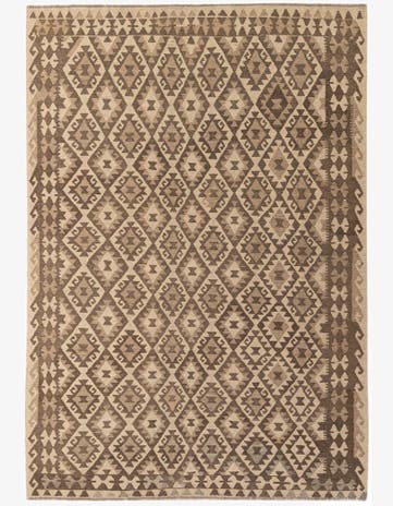 6' 11 x 9' 9 Hand Woven Kilim Maymana Wool Rug