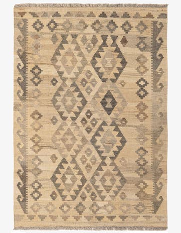 3' 5 x 4' 11 Hand Woven Kilim Maymana Wool Rug