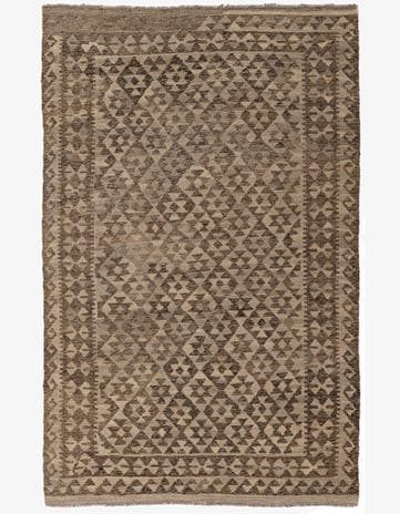 4' 2 x 6' 5 Hand Woven Kilim Maymana Wool Rug