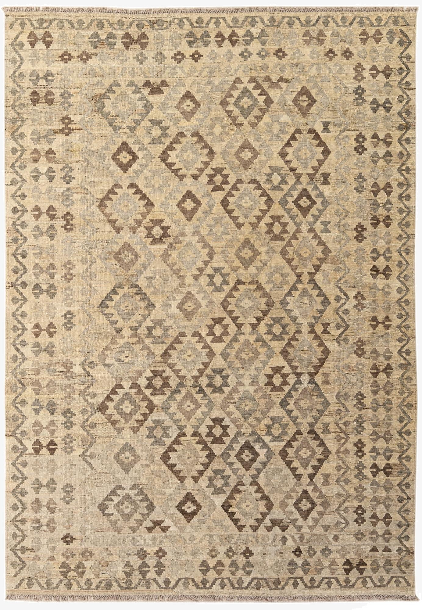 6' 10 x 9' 11  Hand Woven Kilim Maymana Wool Rug