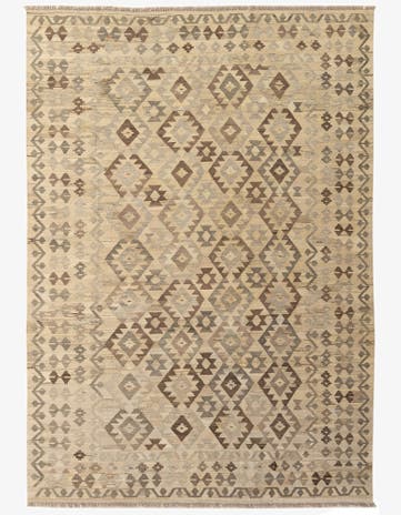 6' 10 x 9' 11 Hand Woven Kilim Maymana Wool Rug