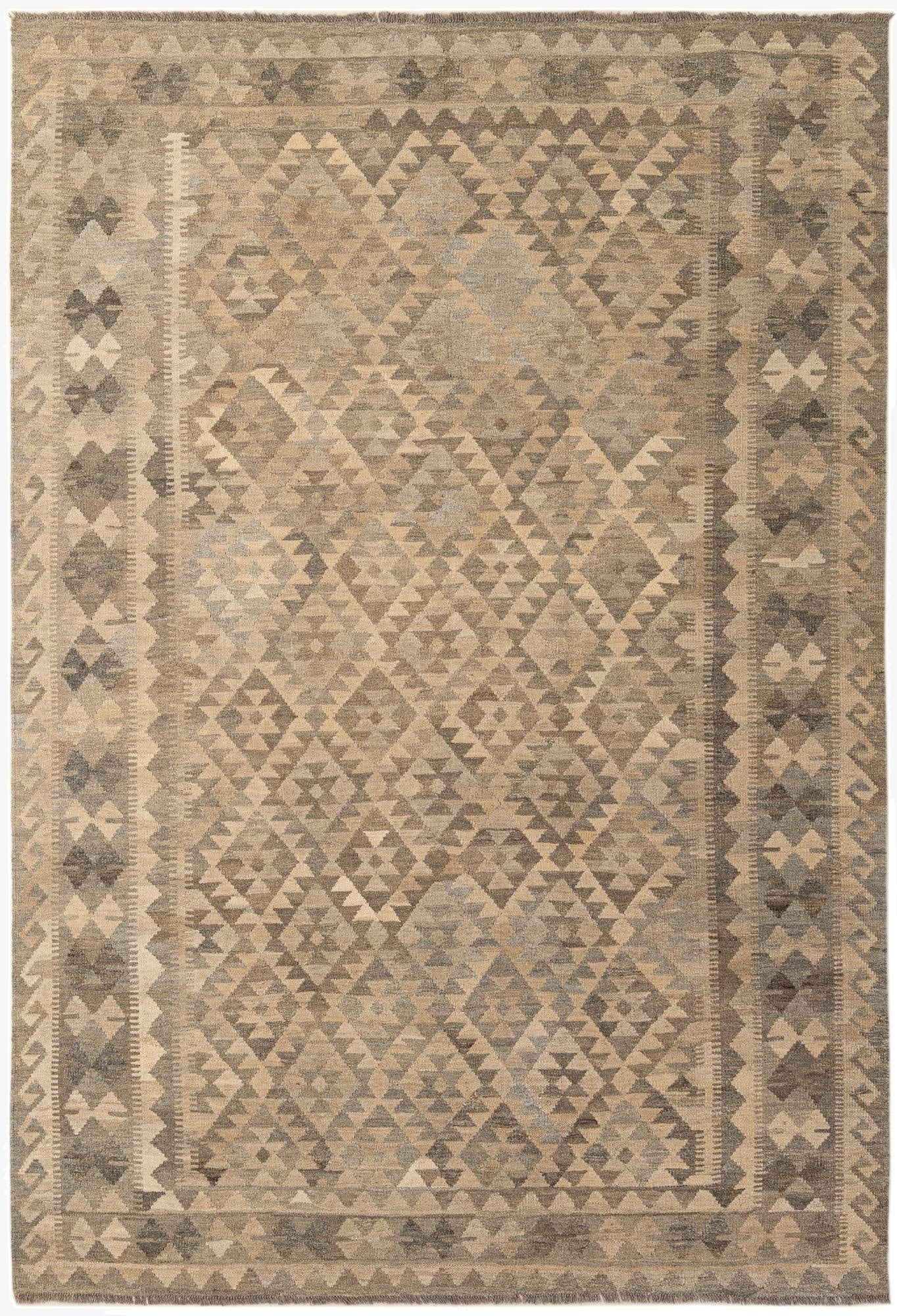 6' 9 x 9' 10  Hand Woven Kilim Maymana Wool Rug