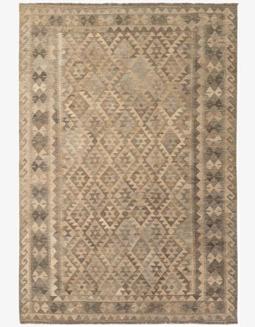 6' 9 x 9' 10 Hand Woven Kilim Maymana Wool Rug
