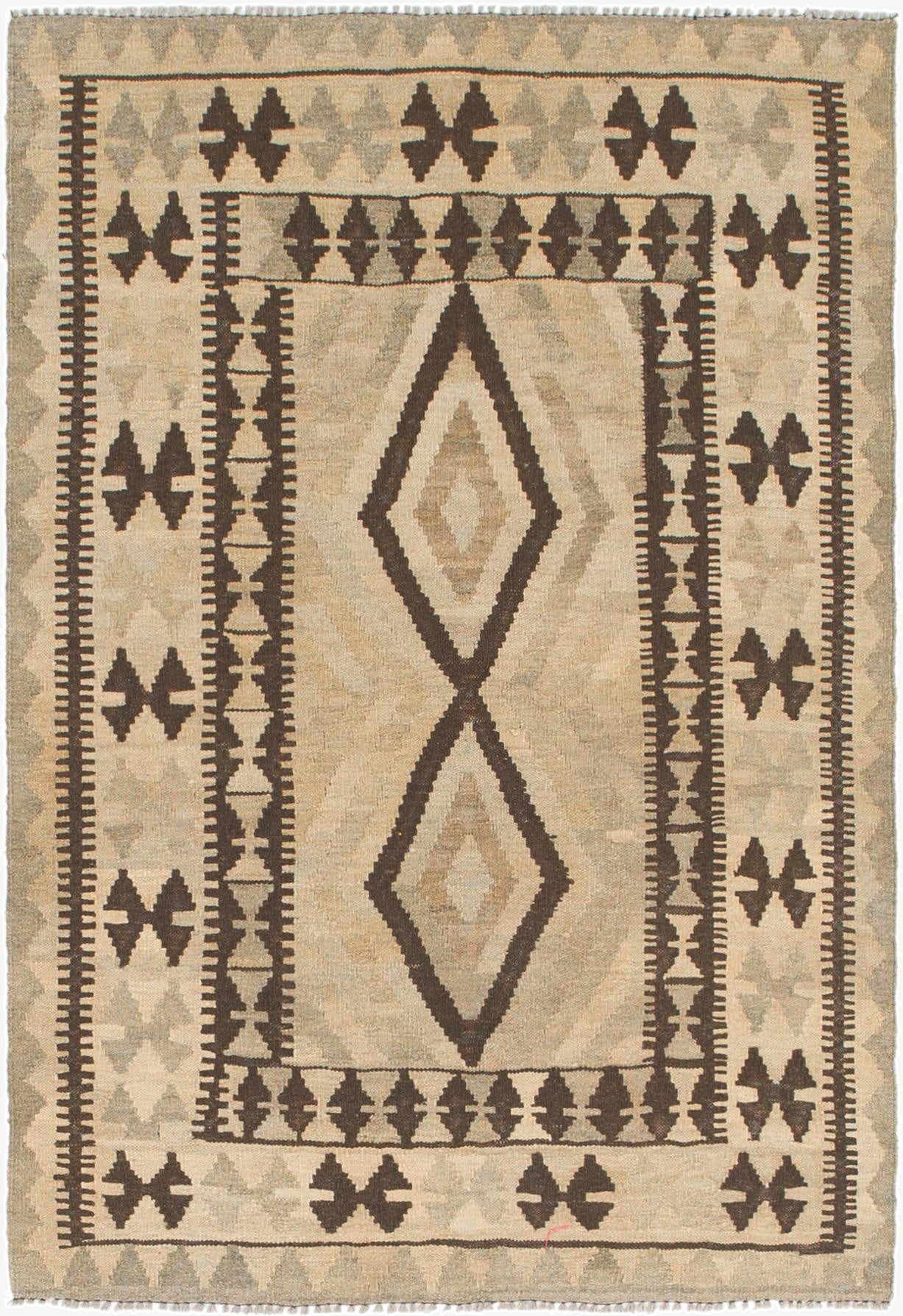 3' 6 x 5' 2  Hand Woven Kilim Maymana Wool Rug