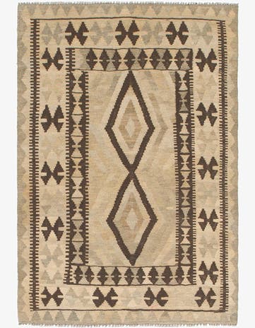 3' 6 x 5' 2 Hand Woven Kilim Maymana Wool Rug