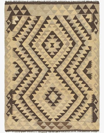 2' 10 x 4' Hand Woven Kilim Maymana Wool Rug