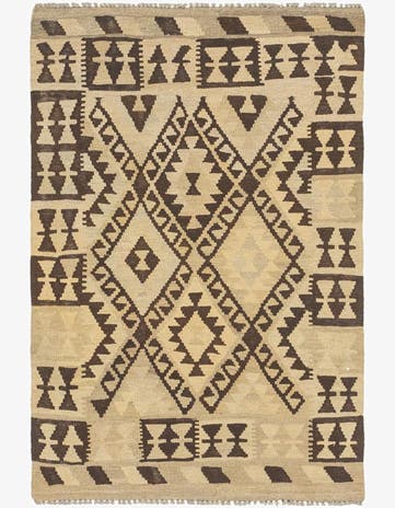 2' 9 x 4' Hand Woven Kilim Maymana Wool Rug