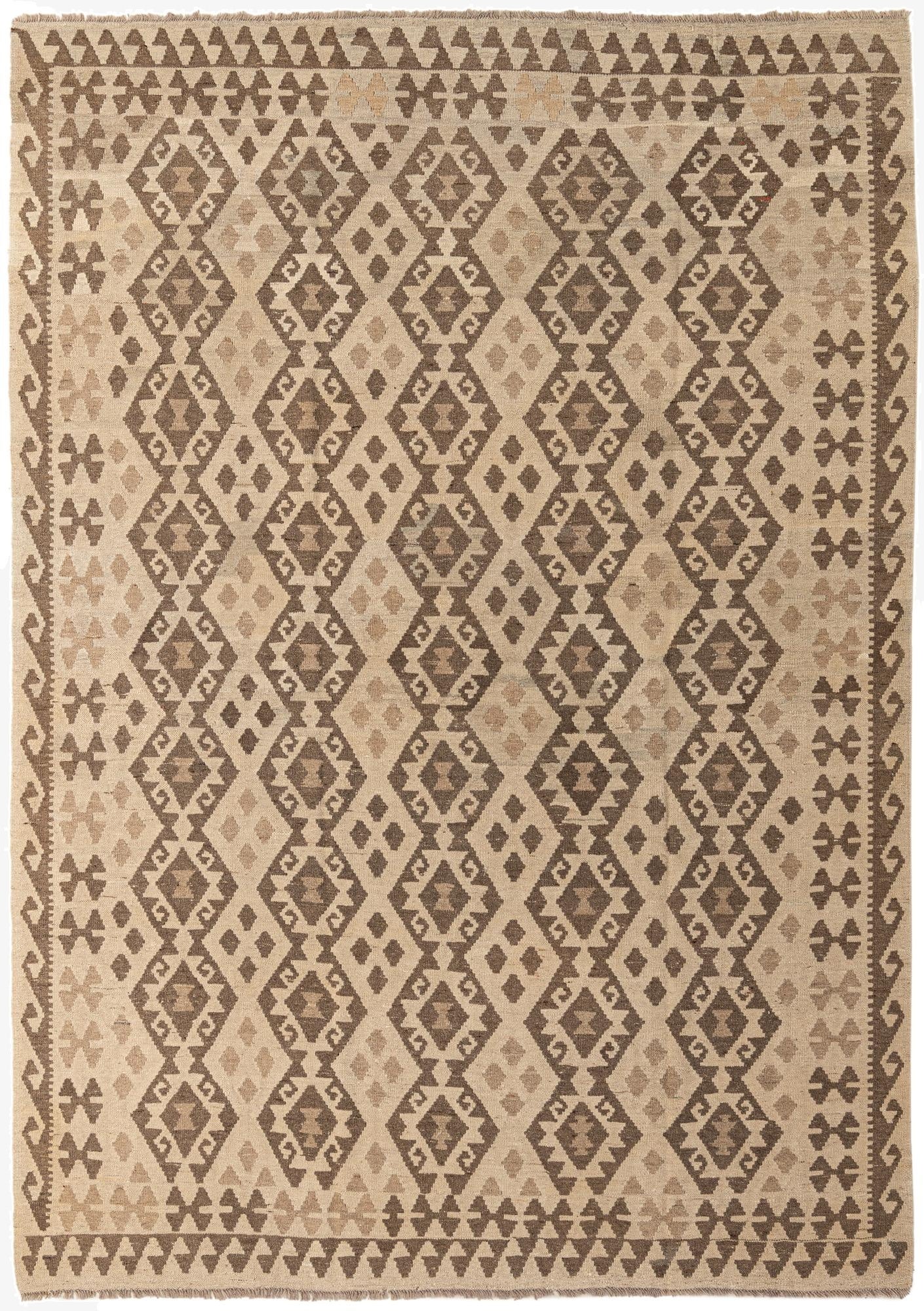 6' 10 x 9' 9  Hand Woven Kilim Maymana Wool Rug