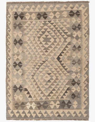 3' 6 x 4' 10 Hand Woven Kilim Maymana Wool Rug