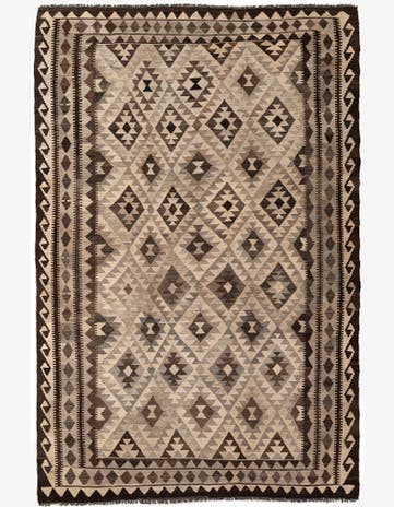 6' 3 x 9' 8 Hand Woven Kilim Maymana Wool Rug