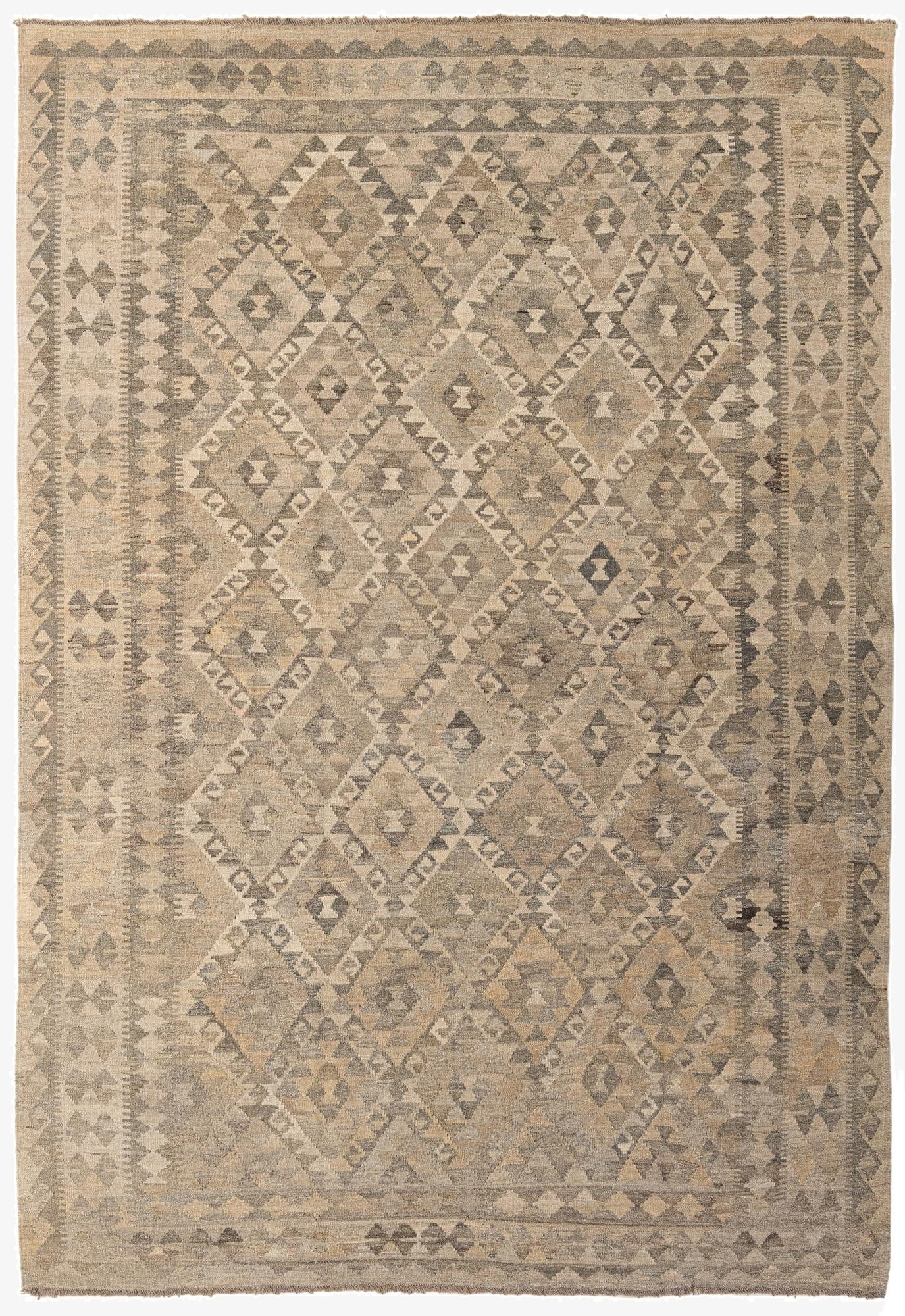 6' 10 x 9' 10  Hand Woven Kilim Maymana Wool Rug