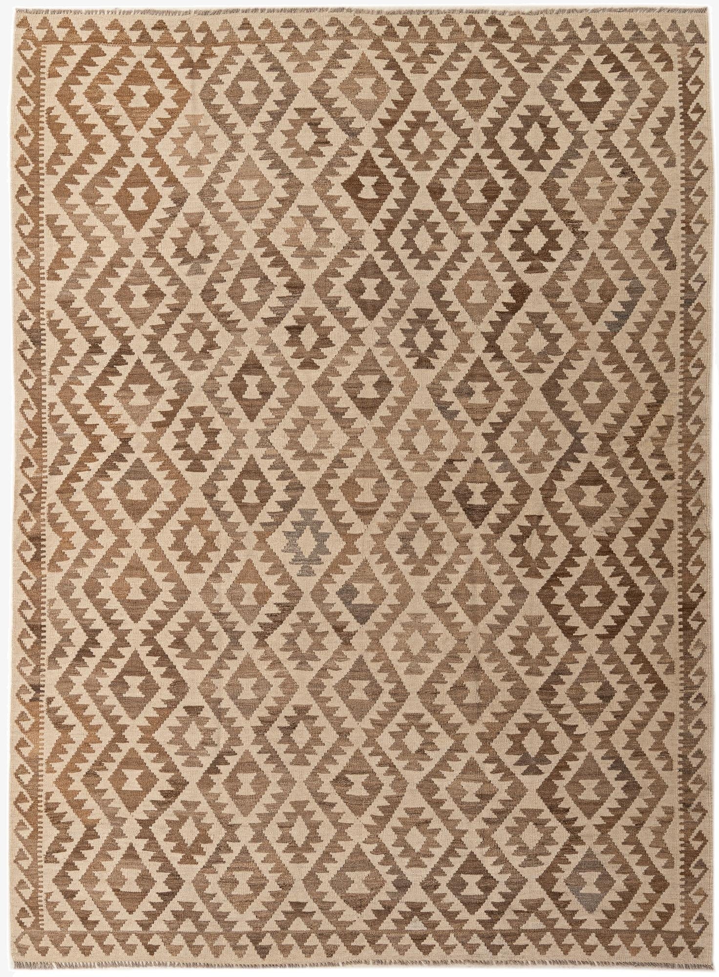 7' 1 x 9' 8  Hand Woven Kilim Maymana Wool Rug
