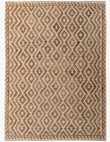 7' 1 x 9' 8 Hand Woven Kilim Maymana Wool Rug