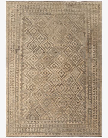 6' 8 x 9' 5 Hand Woven Kilim Maymana Wool Rug