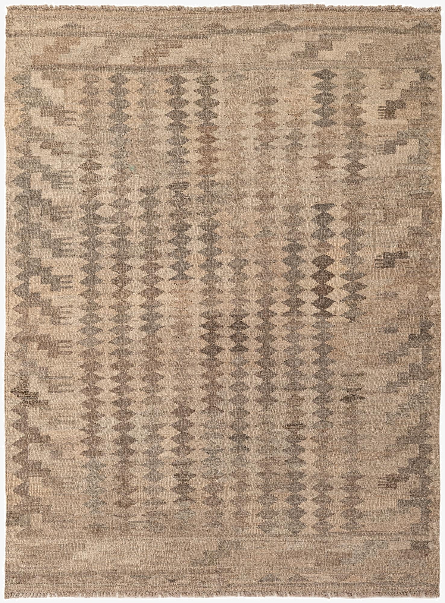 5' 1 x 6' 11  Hand Woven Kilim Maymana Wool Rug