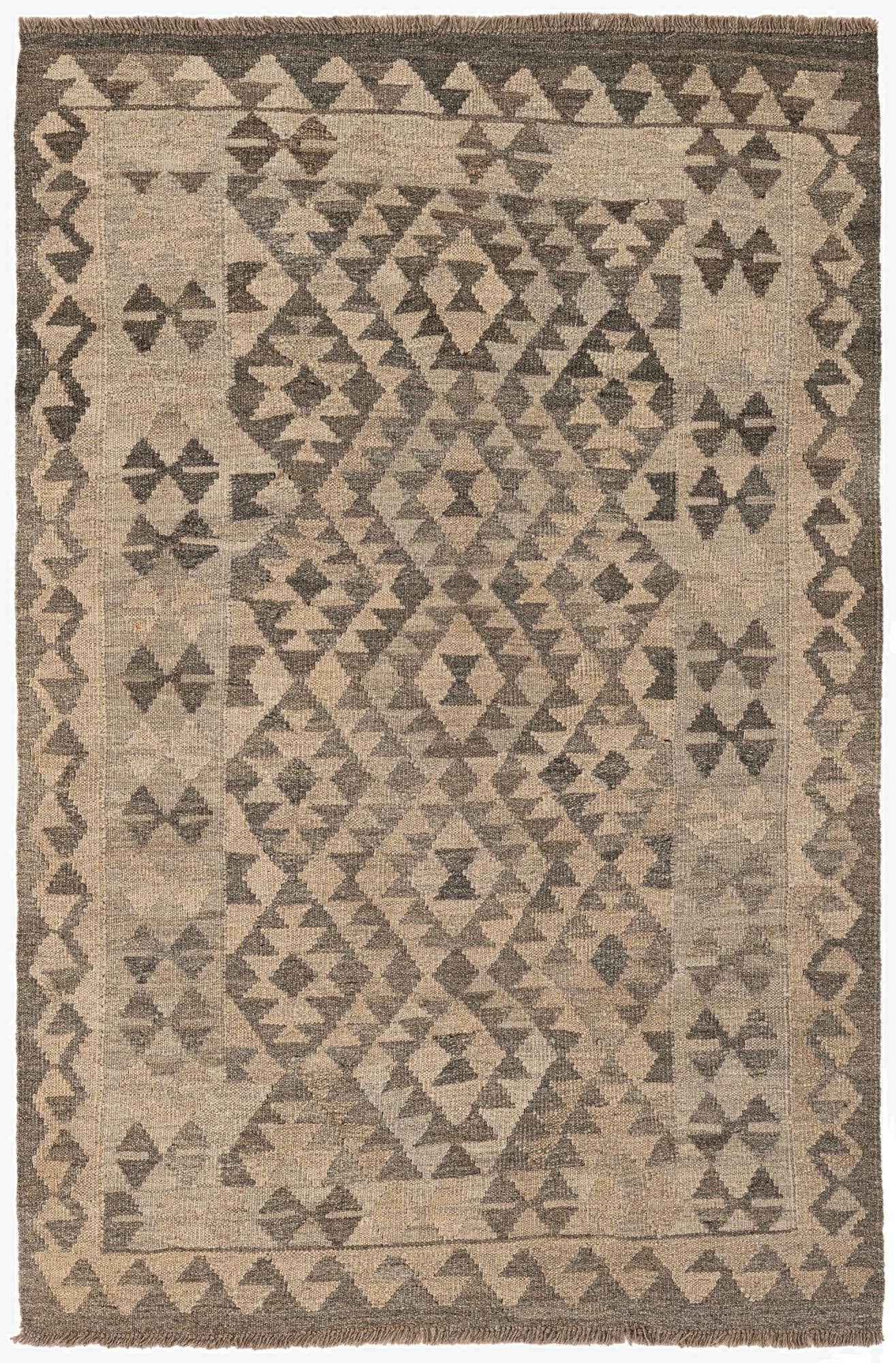 3' 7 x 5' 3  Hand Woven Kilim Maymana Wool Rug