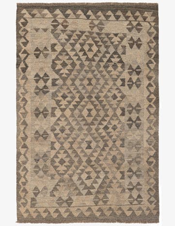 3' 7 x 5' 3 Hand Woven Kilim Maymana Wool Rug