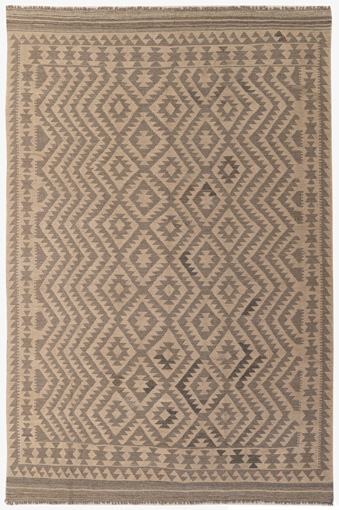 6' 8 x 9' 9  Hand Woven Kilim Maymana Wool Rug