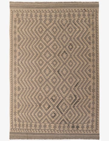 6' 8 x 9' 9 Hand Woven Kilim Maymana Wool Rug