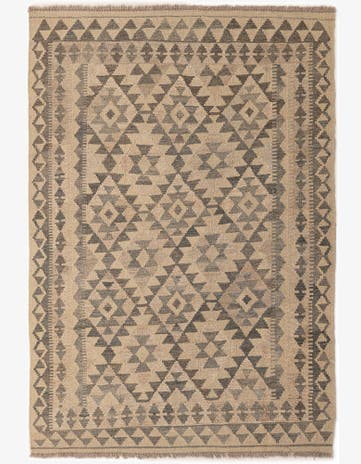 3' 10 x 5' 10 Hand Woven Kilim Maymana Wool Rug