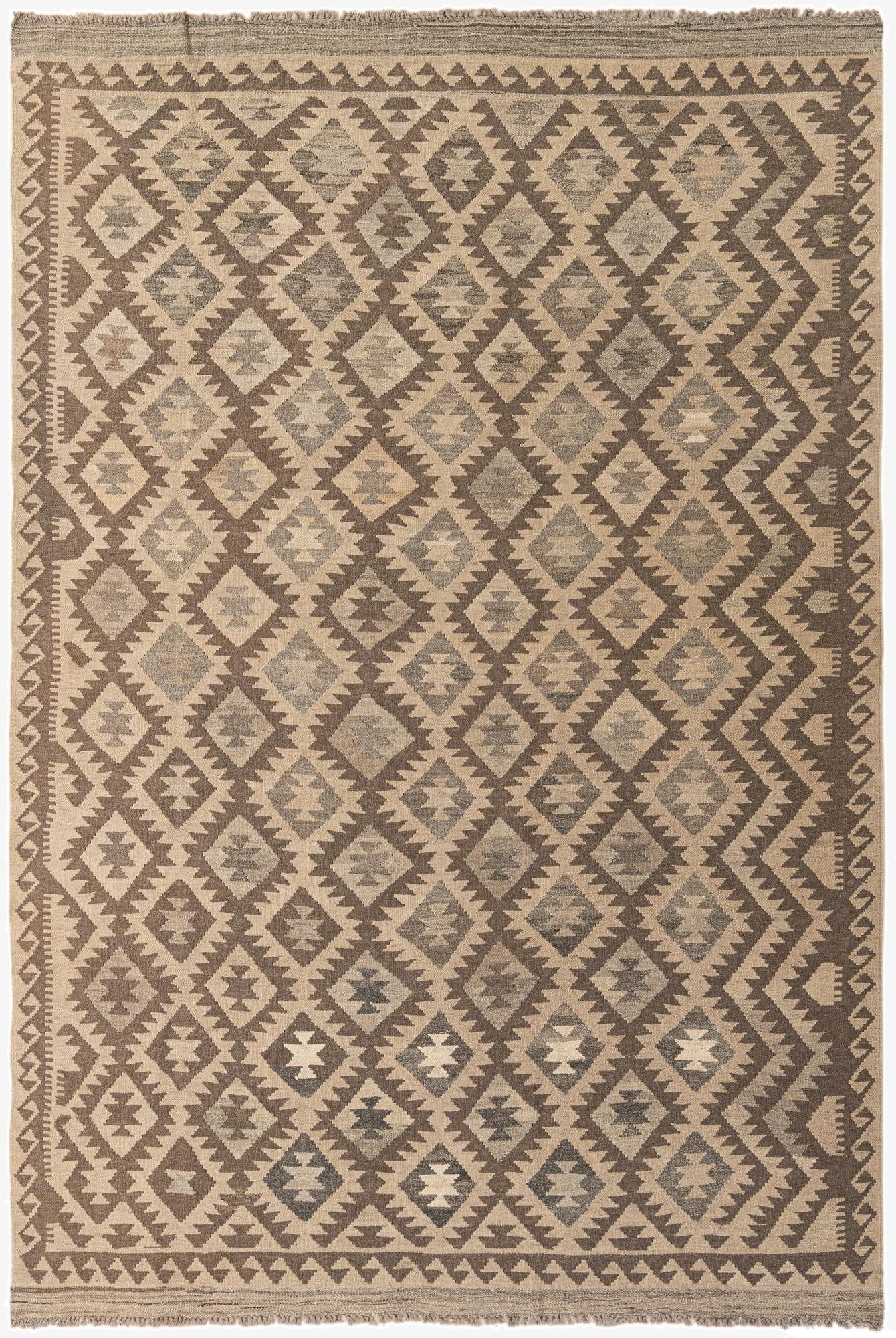 6' 5 x 9' 8  Hand Woven Kilim Maymana Wool Rug