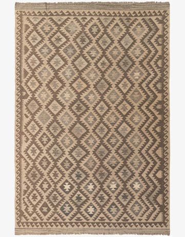 6' 5 x 9' 8 Hand Woven Kilim Maymana Wool Rug