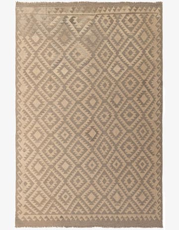 6' 6 x 9' 9 Hand Woven Kilim Maymana Wool Rug