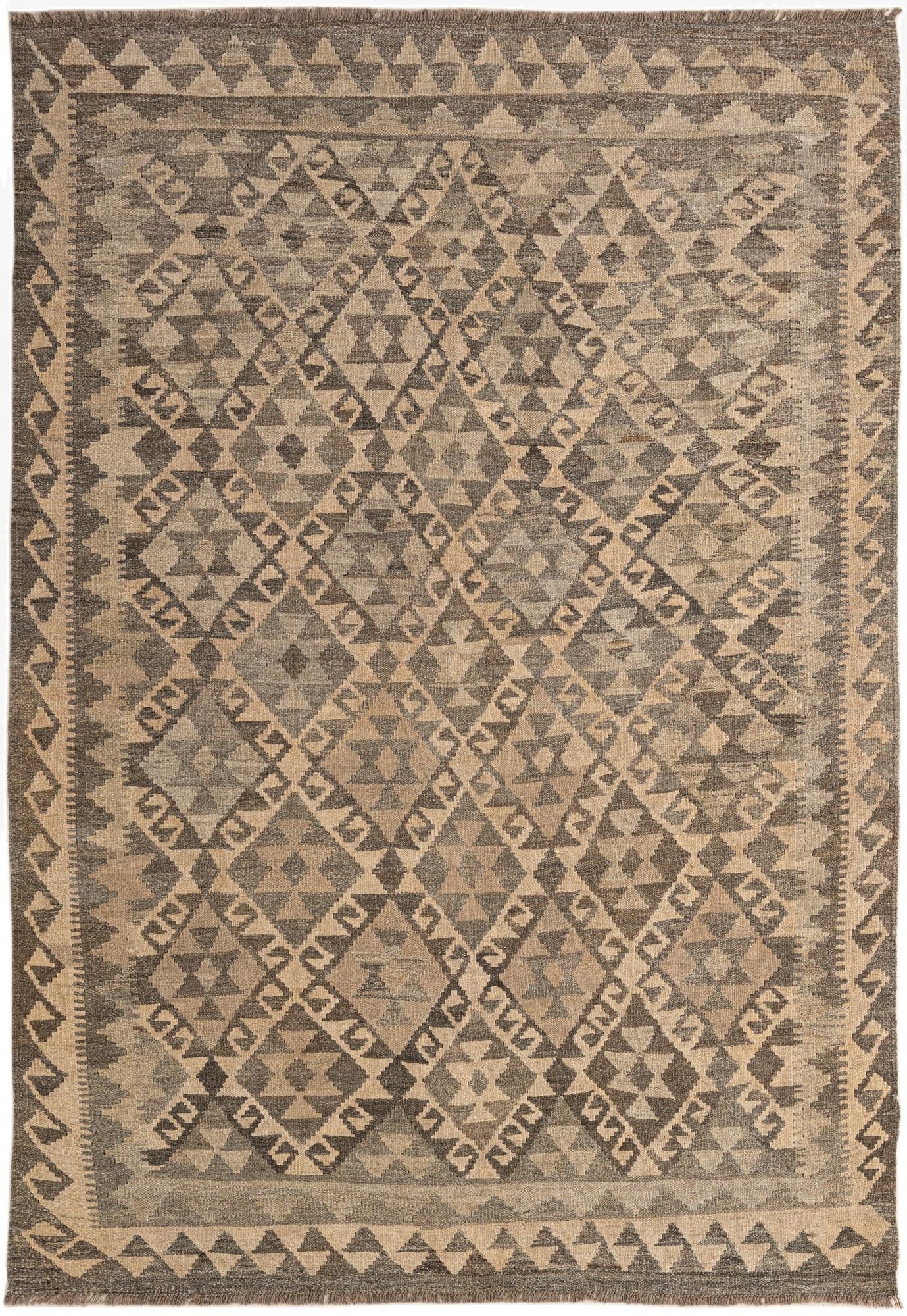 5' 3 x 7' 5  Hand Woven Kilim Maymana Wool Rug