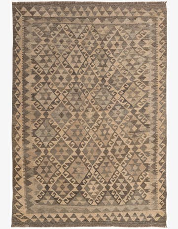 5' 3 x 7' 5 Hand Woven Kilim Maymana Wool Rug
