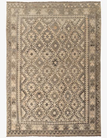 6' 10 x 9' 7 Hand Woven Kilim Maymana Wool Rug